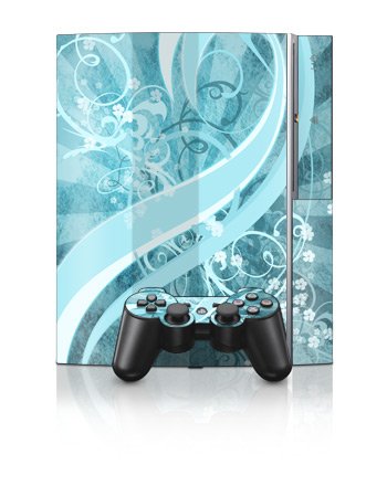 Flores Agua Design Protector Skin Decal Sticker for PS3 Playstation 3 Body Console