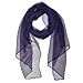 Wrapables Solid Color 100% Silk Long Scarf, Indigo