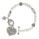 Marcasite Single Heart Charm Bracelet Fashion Jewelry