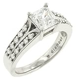 2 Row Bead Set Diamond Engagement Ring .30cttw (CZ ctr