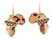 Gold and Brown Africa with Animal Print Fur and Giraffes Drop Earrings