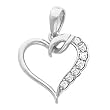 14K White Gold Diamond Heart Pendant - 0.10 Ct.
