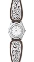 Avalon Lady Rancher Western Watch-Tan Saddle with .925 Sterling Silver Keeper and Buckle # 7374