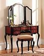 Canton Black & Red Vanity, Mirror & Bench By Powell Furniture