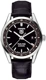 TAG Heuer Men's WV2115.FC6180 Carrera Black Crocodile Strap Black 'Twin-Time' Dial Steel Automatic Watch