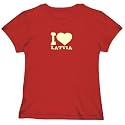 T-SHIRT WOMAN RED " I LOVE LATVIA " Small