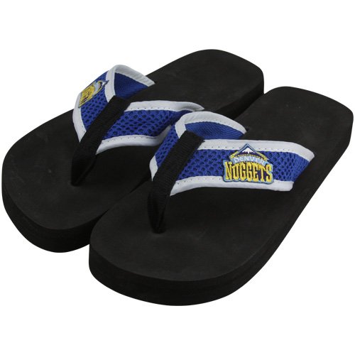 NBA Denver Nuggets Unisex Basic Flip Flops - Black/Royal Blue (X-Small)