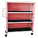 MJM International 345-3C-3 Three Shelf Cart with Cover, 375 oz Capacity, 65" Height x 52.75" Length x 20" Width, Royal Blue/Forest Green/Mauve