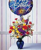 Birthday Fireworks Flowers and Balloon