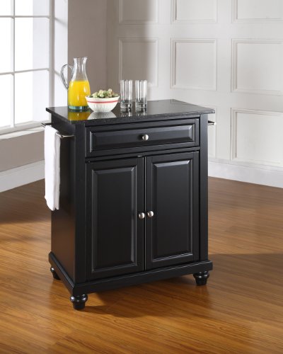 Cambridge Solid Black Granite Top Portable Kitchen Island by Home Gallery Store - Black Finish (KF30024DBK)