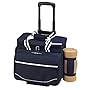Picnic at Ascot Equipped Picnic Cooler On Wheels With Blanket, Navy/White With Gingham