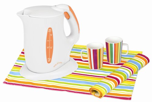 "Kalorik JK-25697T Sunny Morning 1500-Watt Cordless Jug Kettle with 2 Mugs and 2 Table Mats, Tangerine" "Kalorik JK-25697T Sunny Morning 1500-Watt Cordless Jug Kettle with 2 Mugs and 2 Table Mats, Tangerine"
