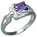 1.50 Carats Princess Cut Genuine Amethyst Sterling Silver Ring