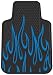 Blue Tipped Flames Style Universal-Fit Molded Front Floor Mats - Set of 2