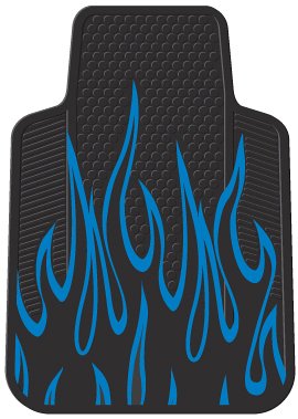 PlastiColor 000713R12 Blue Tipped Flames Style Universal-Fit Molded Front Floor Mat - Set of 2