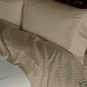 Stripes Taupe 300 Thread Count Twin Extra Long size Sheet Set 100 % Egyptian Cotton 3pc Bed Sheet set (Deep Pocket)XL Twin