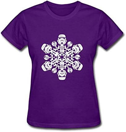 Yomei Women's Customized Star Wars Christmas Stormtrooper Snowflake Graphic 100% Organic Cotton T-shirt Purple XXL
