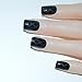False Nails Bling Art French Fake Black Matte Crossover Squoval 24 Medium Tips
