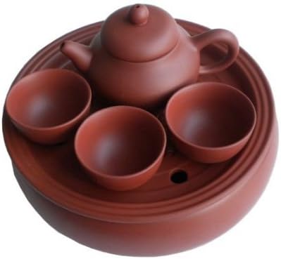 Artpot Purple Clay Travel Tea Set Portable Travel Chinese Kungfu Tea Set Famous Chinese Yi Xing Purple Clay Gongfu Tea Cups Teapot (Consists of 1 Tea Tray 1 Teapot and 3 Cups)