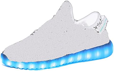 GUIDEKING 11 Color Modes Men Women and Kids' LED Light Up Shoes Slip-on Loafers Sneakers,03White, 39