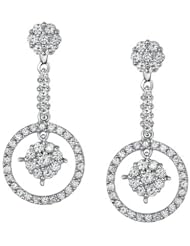14k White Gold 1.25 Ctw Dangling Elliptical Diamond Earrings