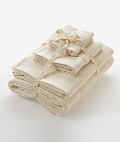 100% Organic Turkish Cotton Luxury Towels-Made in Turkey:Gazel Towel Set-Cream 5pc