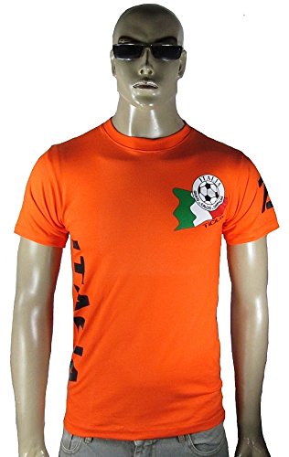 Ticila Herren T-Shirt Italia Italien Italy Forza Squadra Azzurra Azzurri Fussball WM EM Designer Fan Tee Trikot Orange XXL 58/62