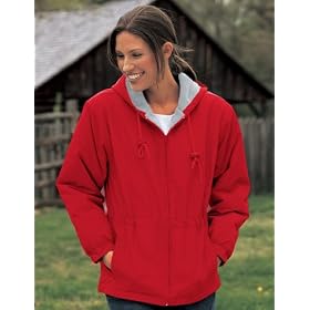 Women's Nylon Hooded Jacket with Fleece Lining
