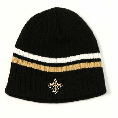 New Orleans Saints 2-Stripe Ribbed Knit Beanie
