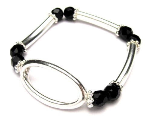 Pilgrim Damen-Armband Floral Boho Versilbert, Schwarz Cm 531-102 Preisvergleich