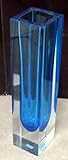Bucella Cristalli Mura Extra Large Crystal Square Vase Blue