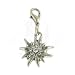 Alpenflustern Charm Rhinestone Edelweiss small (antique silver coloured) - Traditional Bavarian Oktoberfest Jewelry, Pendant & Charm for Necklace, Charivari and Octoberfest Bracelet