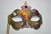 VENETIAN MASQUERADE CARNIVAL GOLD APPLIQUED MASK & STICK PARTY EYE MASK