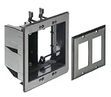 Arlington TVBU505BL-1 Recessed TV Outlet Box with Paintable Trim Plate, Black, 2-Gang