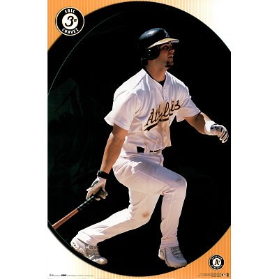 Professionally Framed Oakland A's (Eric Chavez) Sports Poster Print - 23x34 with RichAndFramous Black Wood Frame