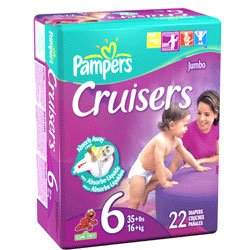 Pampers Cruisers Size 6, Jumbo Pack - 22 / Pack, 4 Packs