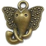 20 Elephant Charms bronze brass tone