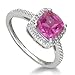 1 1/2ct Cushion Cut Created Pink Sapphire and Diamond Ring in Sterling Silver