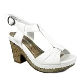 Hush Puppies Daphne Womens Leather Sandals Ladies Medium Heel - White