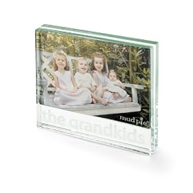 Mud Pie Memories Photo Frame, Glass Block with Sandblasted Detail, The Grandkids