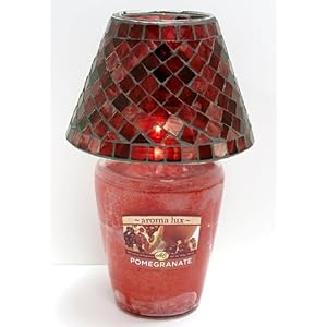 Aromalux Home- Pomogranate Jar Candle with Mosiac Glass Shade Gift Set by ArtofAppreciation.com