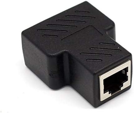 EIOU RJ45 Splitter Adapter 1 to 2 Female Port CAT 5/CAT 6 LAN Ethernet Socket Splitter Connector Adapter