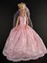 A Barbie Pink Wedding Gown Complete with Veil Made to Fit the Barbie Doll