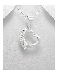 Heart CZ Pendant Necklace In 92.5 Sterling Silver