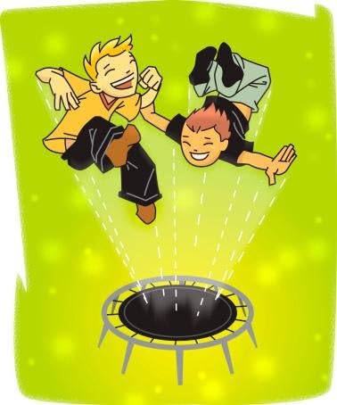 People Wall Decals Boys Bouncing off Trampoline - 48 inches x 40 inches - Peel and Stick Removable Graphic
