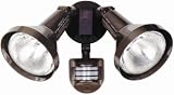 Designers Edge L976BR Outdoor Flood Light Fixture, Two Socket with Motion Sensor, Bronze