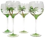 Block Basics Palm Breeze Balloon Glasses, Set of 4