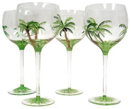 Block Basics Palm Breeze Balloon Glasses, Set of 4