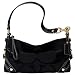 AUTHENTIC COACH BLACK SIGNATURE JACQUARD SMALL CARLY with BLACK LEATHER 10730