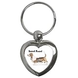 Basset Hound Key Chain (Heart)